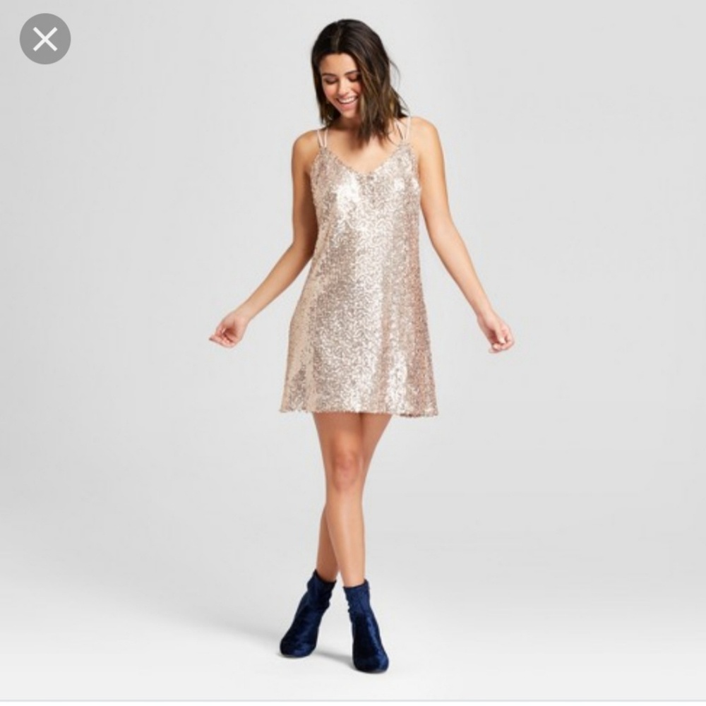 NWT Xhilaration Rose Gold Sequin Dress